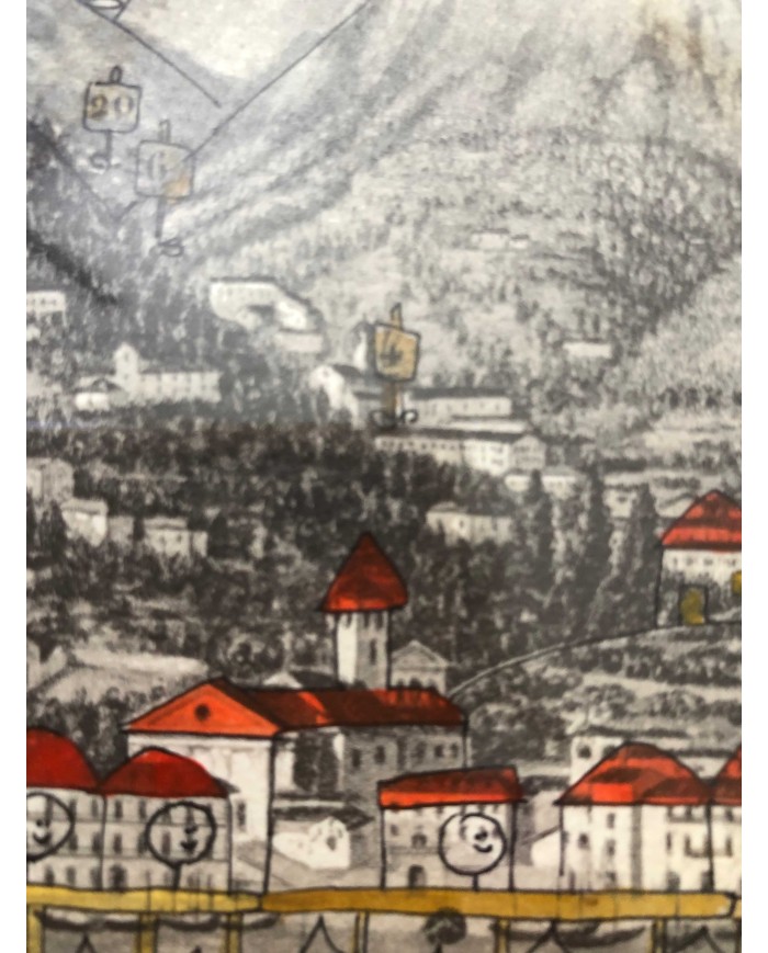 Veduta di Lecco interpretata da Samuele Rossi artista lecchese