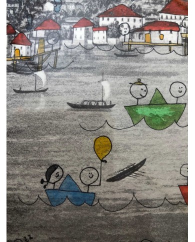 Veduta di Lecco interpretata da Samuele Rossi artista lecchese