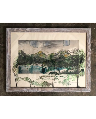 Veduta di Lecco interpretata da Mita Bolzoni artista comasca