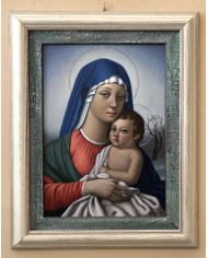 Madonna con Bambino Opera originale d'epoca dipinto ad olio di Bonora