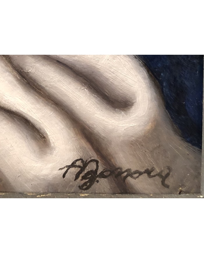 Madonna con Bambino Opera originale d'epoca dipinto ad olio di Bonora