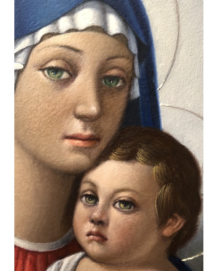 Madonna con Bambino Opera originale d'epoca dipinto ad olio di Bonora